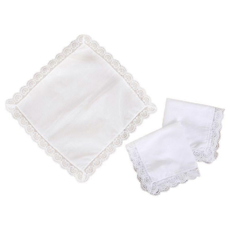 25x25cm Women Plain White Square Handkerchiefs Crochet Peach Heart Scalloped Lace Trim Bridal Wedding DIY Cotton Napkin Hankies | Fruugo SG