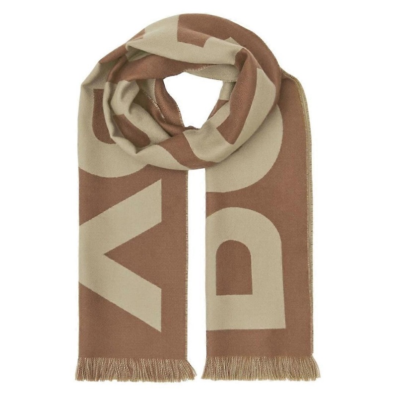 Burberry Logo Birch Brown Wool Jacquard Scarf | Fruugo SG