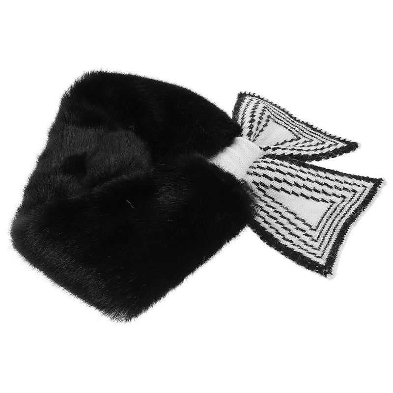 Checkered Scarf Women Warm Scarf Plush Knitted Accessory Black 75X13X5CM Warmth 1Pack | Fruugo SG