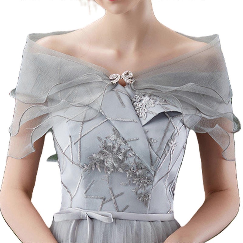 Elegant Bridal Sheer Shawl 3-Layer Shoulder Wrap Lightweight Bridal Shrug Tops for Wedding Dress Arm Coverage Up  Gray | Fruugo SG