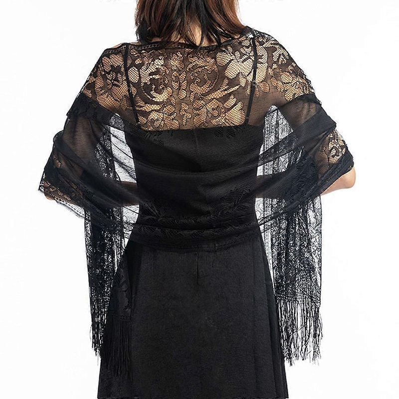 Floral Lace Scarf Shawl, tassels, mesh fringe wraps | Fruugo SG