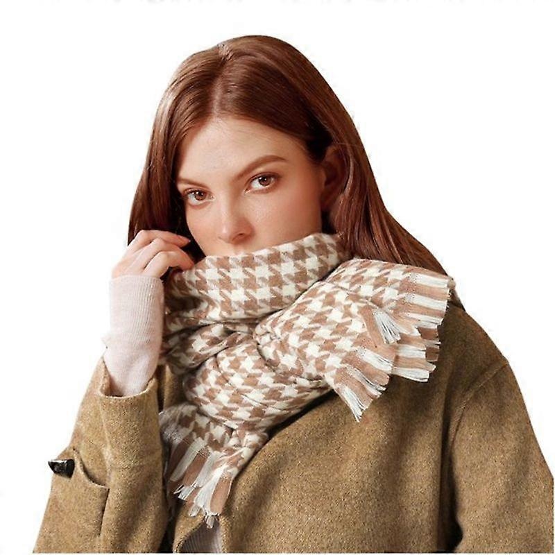 Houndstooth Scarf European and American street style Scarves Female Cashmere Shawl Geometric Shape Long Printed Wraps | Fruugo SG