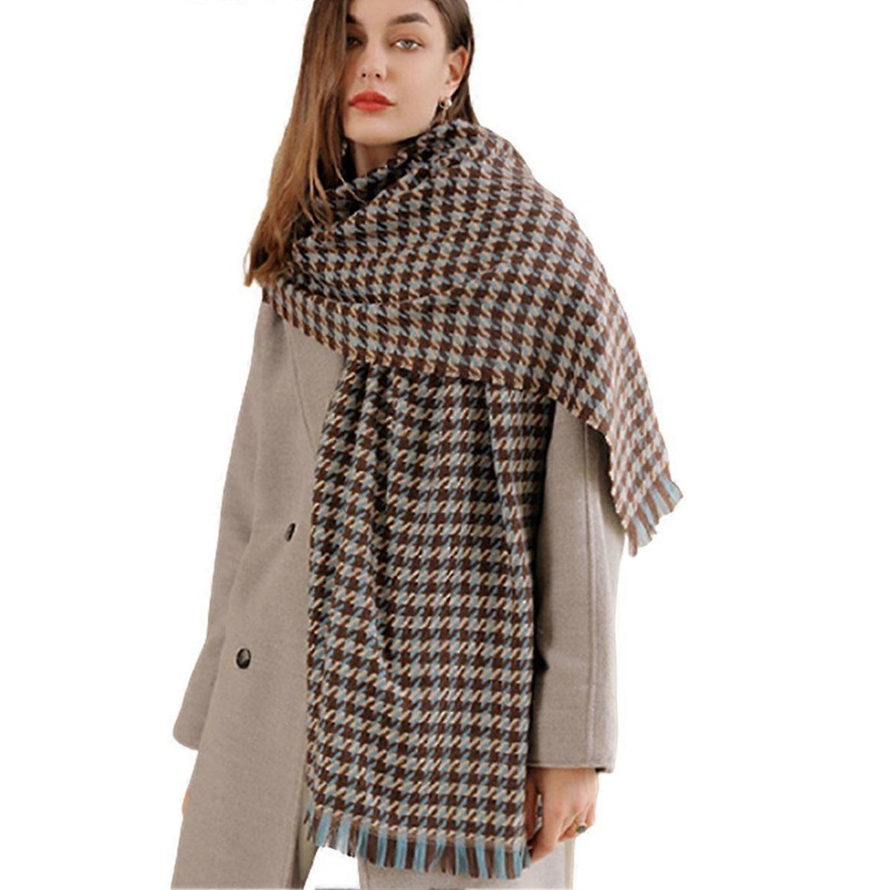 Houndstooth scarf for women 2022 new plaid scarf Imitation Cashmere warm shawl | Fruugo SG