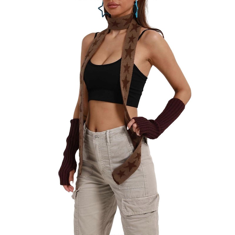 Knitted Star Scarf for Teens Girls Women Decorative Neckwrap Windproof Neck Warmer Soft Warm Long Scarf Cool Accessories  Camel color group | Fruugo SG