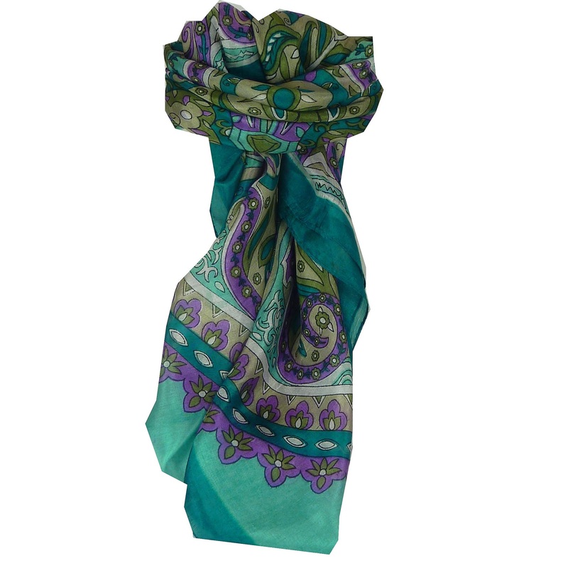 Mulberry Silk Classic Square Scarf Mala Teal by Pashmina & Silk | Fruugo SG