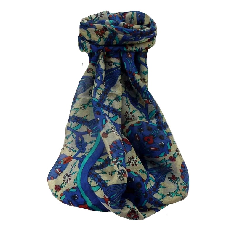 Mulberry Silk Contemporary Long Scarf Satya Blue by Pashmina & Silk | Fruugo SG