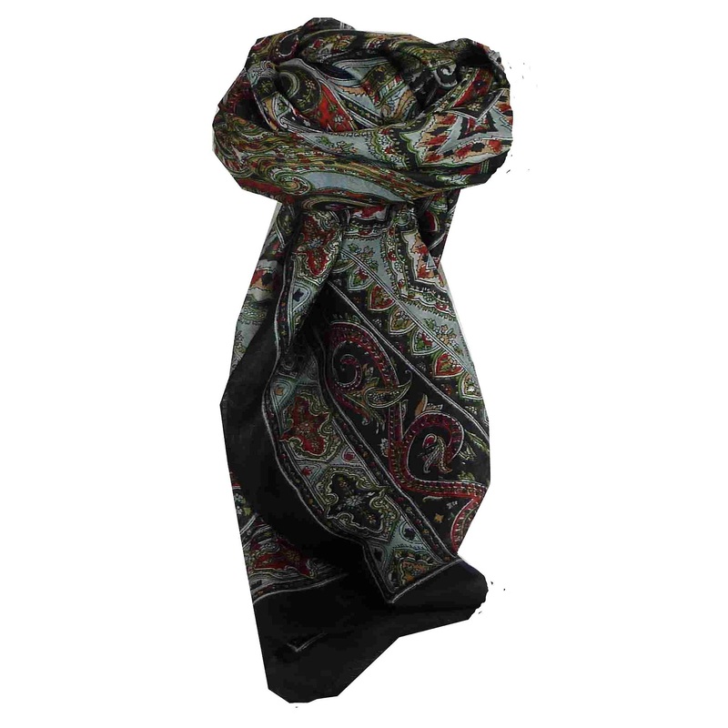 Mulberry Silk Traditional Square Scarf Chakori Black by Pashmina & Silk | Fruugo SG