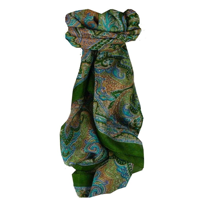 Mulberry Silk Traditional Square Scarf Cheyar Sage by Pashmina & Silk | Fruugo SG