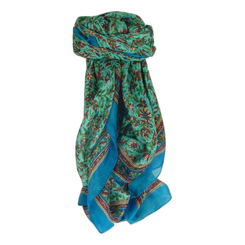 Mulberry Silk Traditional Square Scarf Ulla Aquamarine by Pashmina & Silk | Fruugo SG