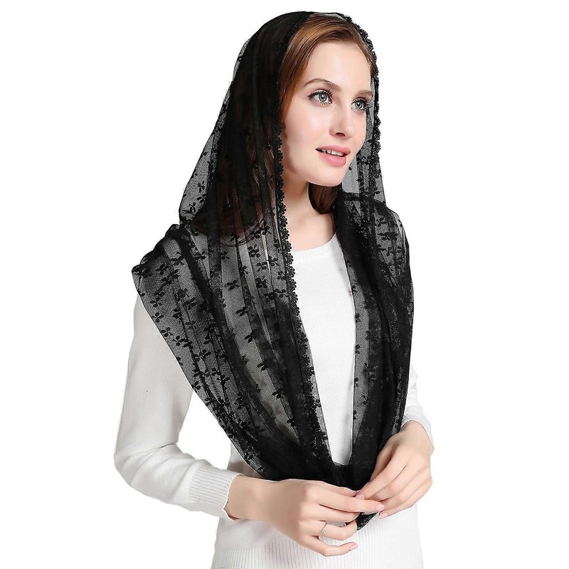 Vintage Mantilla Latin Mass Veils Lace Flower Spanish Headwrap Catholic Chapel Scarf for Religious Gathering Formal Dress  Black | Fruugo SG