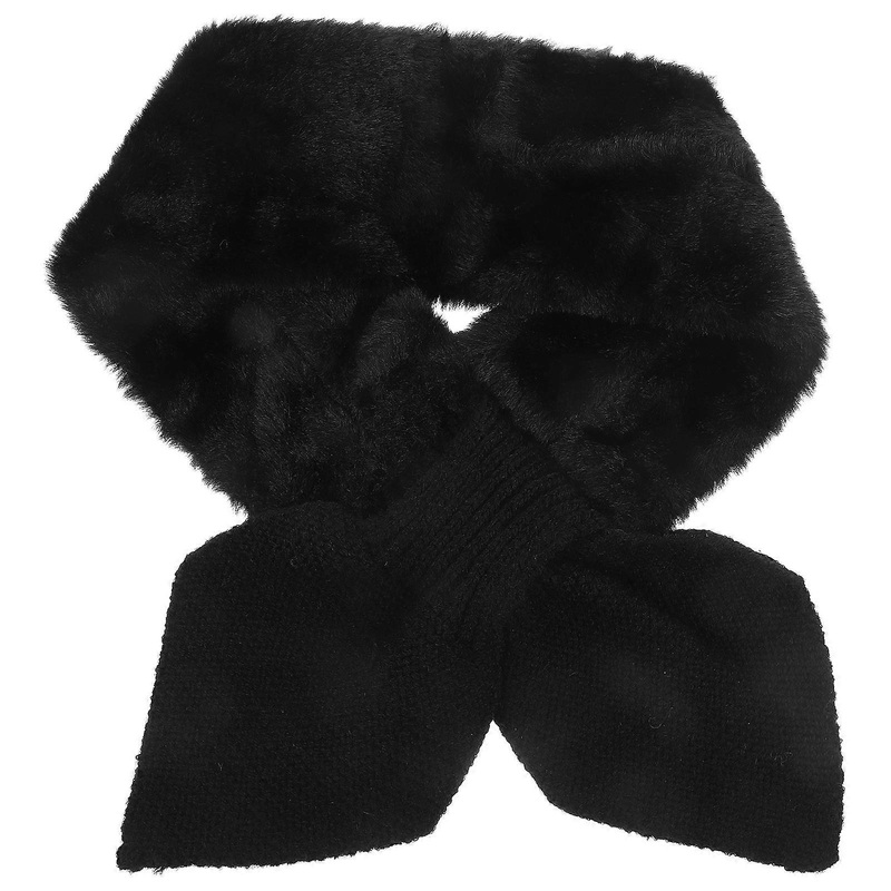 Women Black Plush Knitted Scarf For Skating Outdoor Activities Warm 1Pcs | Fruugo SG