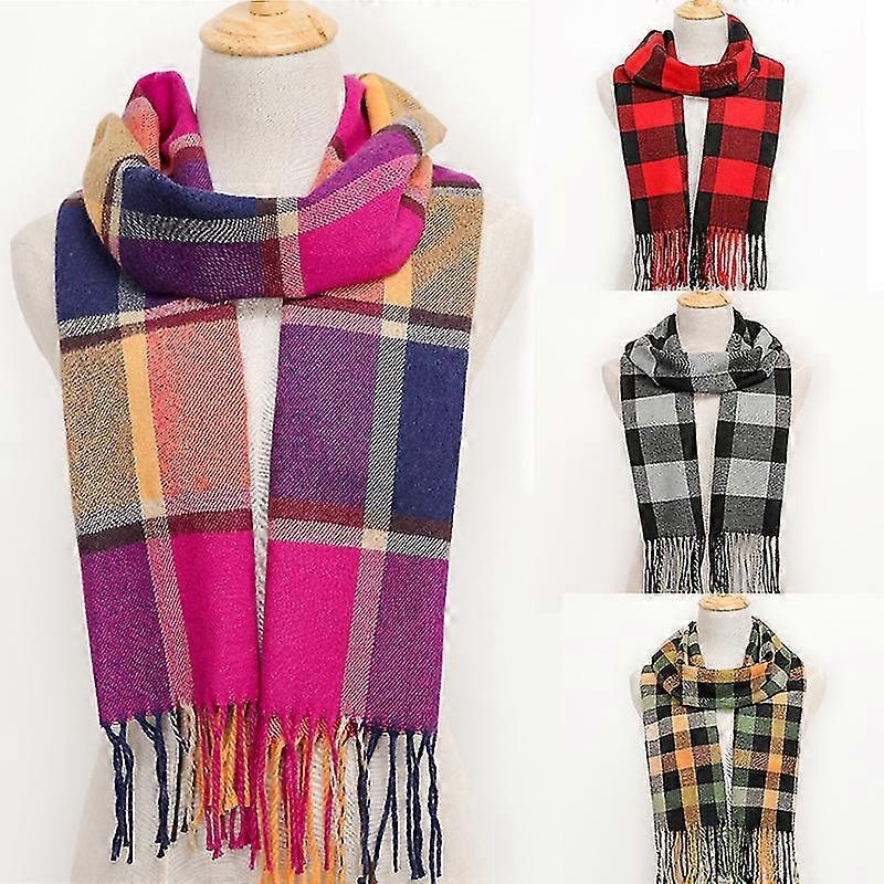 180*35cm Women’s Winter Neutral Fringed Color Plaid Cashmere Scarf Autumn Long Couple Home Warm Lady Shawl | Fruugo SG