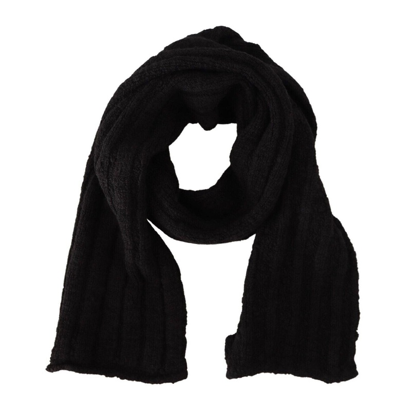 Black Virgin Wool Knitted Unisex Warmer Shawl Scarf | Fruugo SG