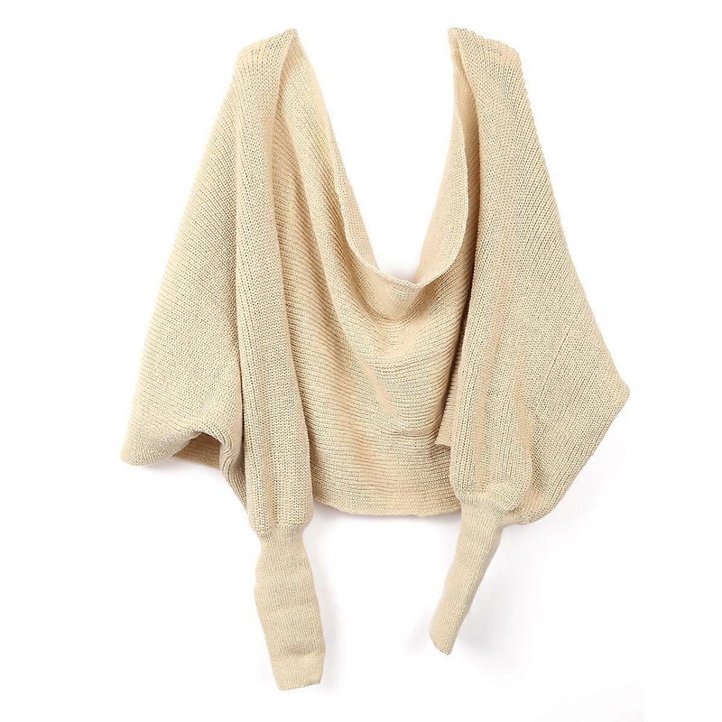 Fashion Korean Style Autumn Winter Unisex Knitted Scarf Cape Shawl with Sleeves (Beige) | Fruugo SG