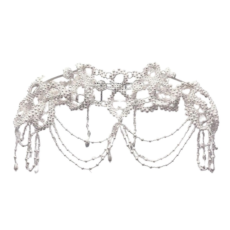 Handcmade Imitation Pearls Shoulder Chain Elegant Body Accessory Jewelry for Women Lady Girls Wearable Body Chain  White | Fruugo SG