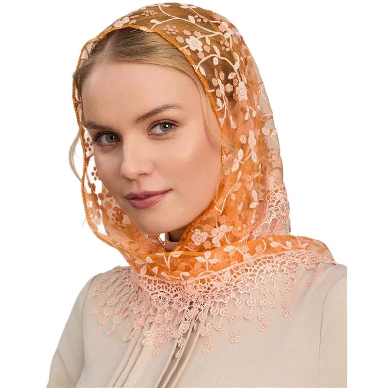 Lace Flower Head Scarves Tassels Sheer Headwrap for Beach Vacation and Outdoor Activity Women Party Bandanas Shawl Wrap  Orange | Fruugo SG