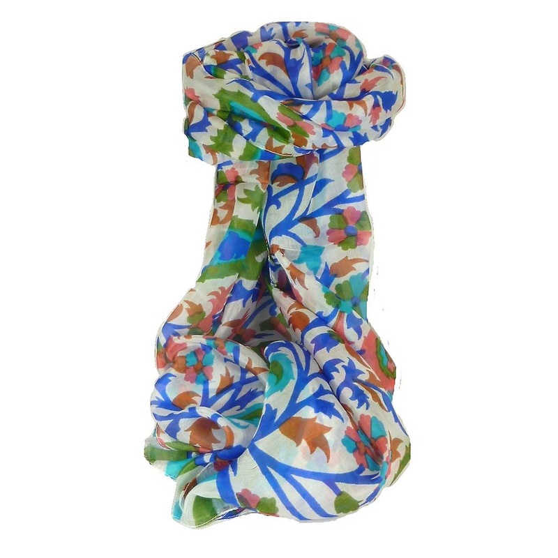 Mulberry Silk Contemporary Long Scarf Mooli French Blue by Pashmina & Silk | Fruugo SG