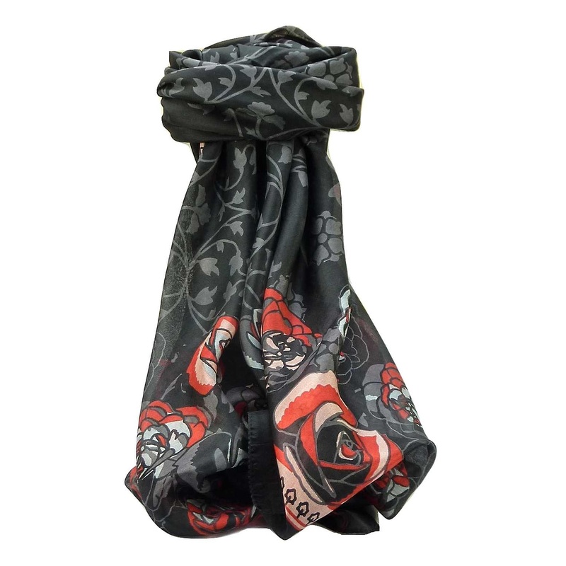 Mulberry Silk Contemporary Square Scarf Devi Black by Pashmina & Silk | Fruugo SG