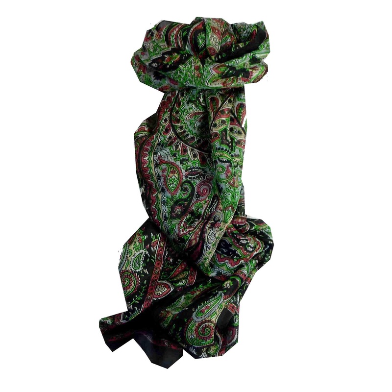 Mulberry Silk Traditional Long Scarf Anna Black by Pashmina & Silk | Fruugo SG