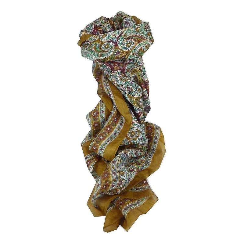 Mulberry Silk Traditional Long Scarf Chaya Gold by Pashmina & Silk | Fruugo SG