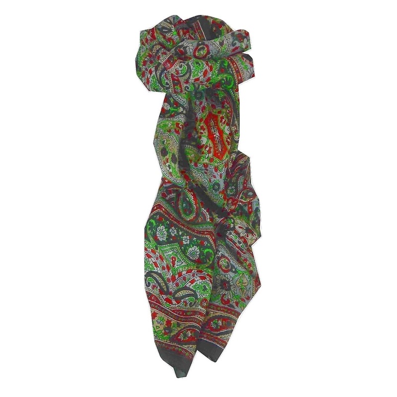 Mulberry Silk Traditional Long Scarf Diya Black by Pashmina & Silk | Fruugo SG