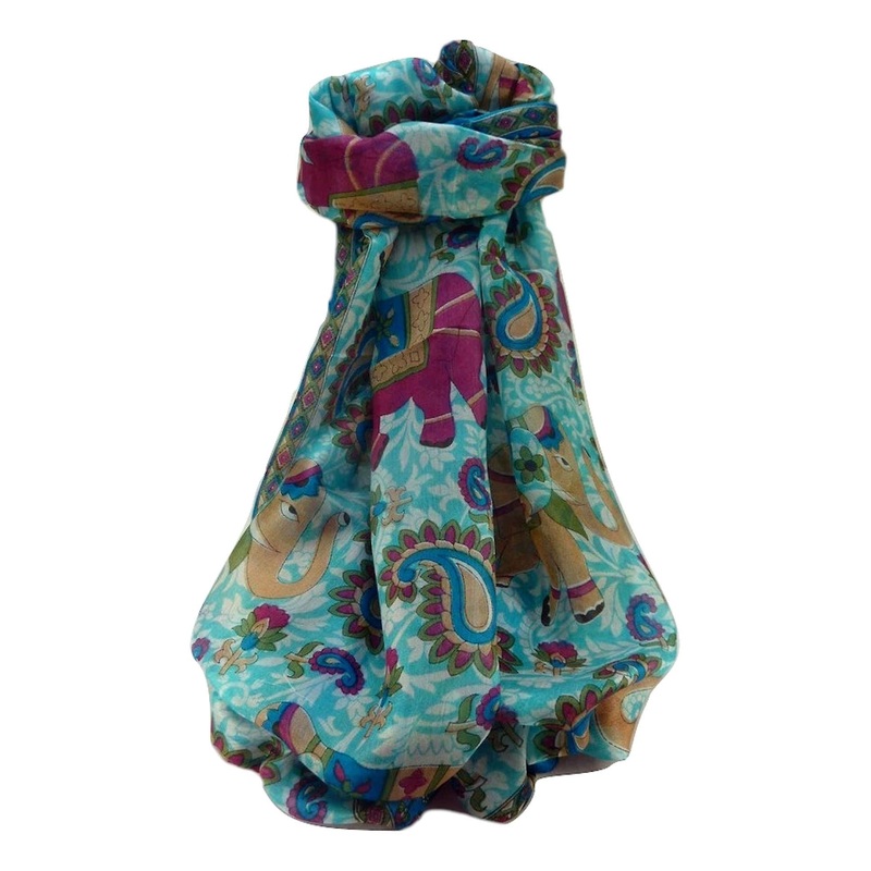 Mulberry Silk Traditional Long Scarf  Qamar Aqua by Pashmina & Silk | Fruugo SG