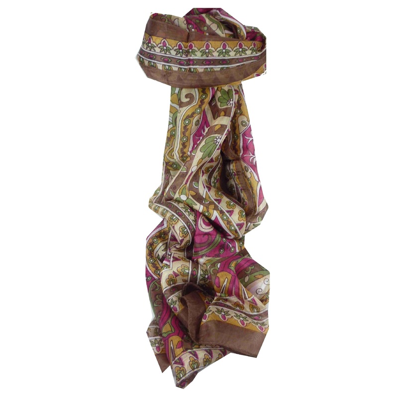 Mulberry Silk Traditional Long Scarf Sita Chestnut by Pashmina & Silk | Fruugo SG