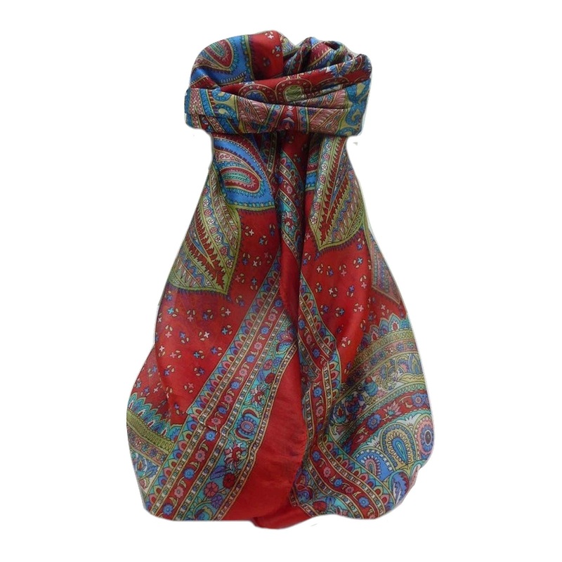 Mulberry Silk Traditional Square Scarf Ankita Scarlet by Pashmina & Silk | Fruugo SG