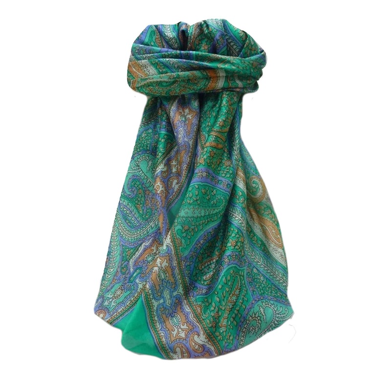 Mulberry Silk Traditional Square Scarf Devan Emerald by Pashmina & Silk | Fruugo SG