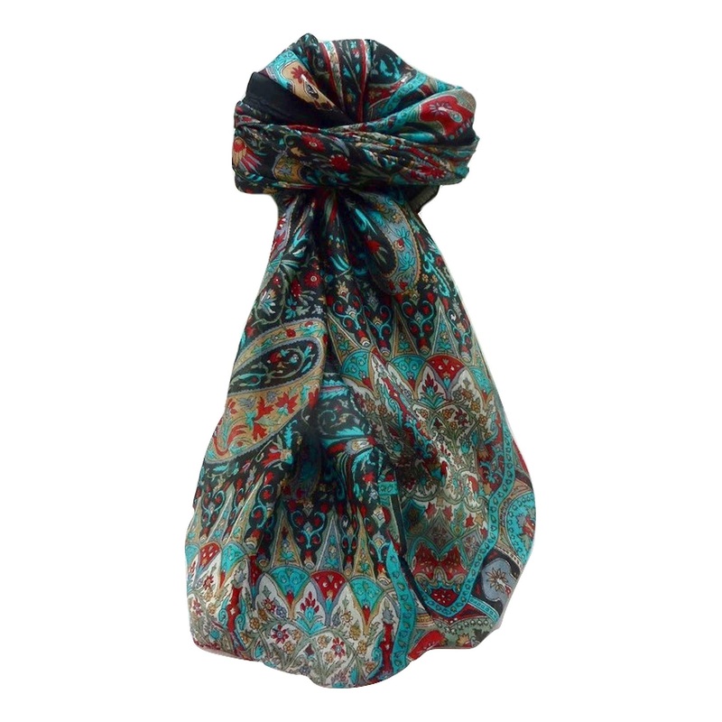 Mulberry Silk Traditional Square Scarf Devika Black by Pashmina & Silk | Fruugo SG
