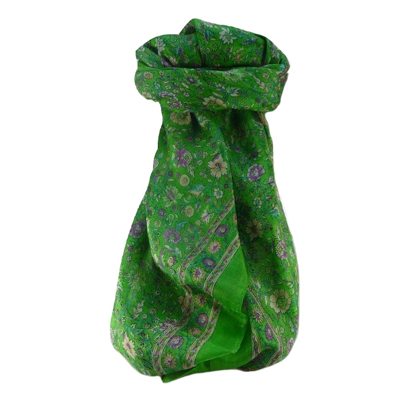 Mulberry Silk Traditional Square Scarf Jha Lime by Pashmina & Silk | Fruugo SG