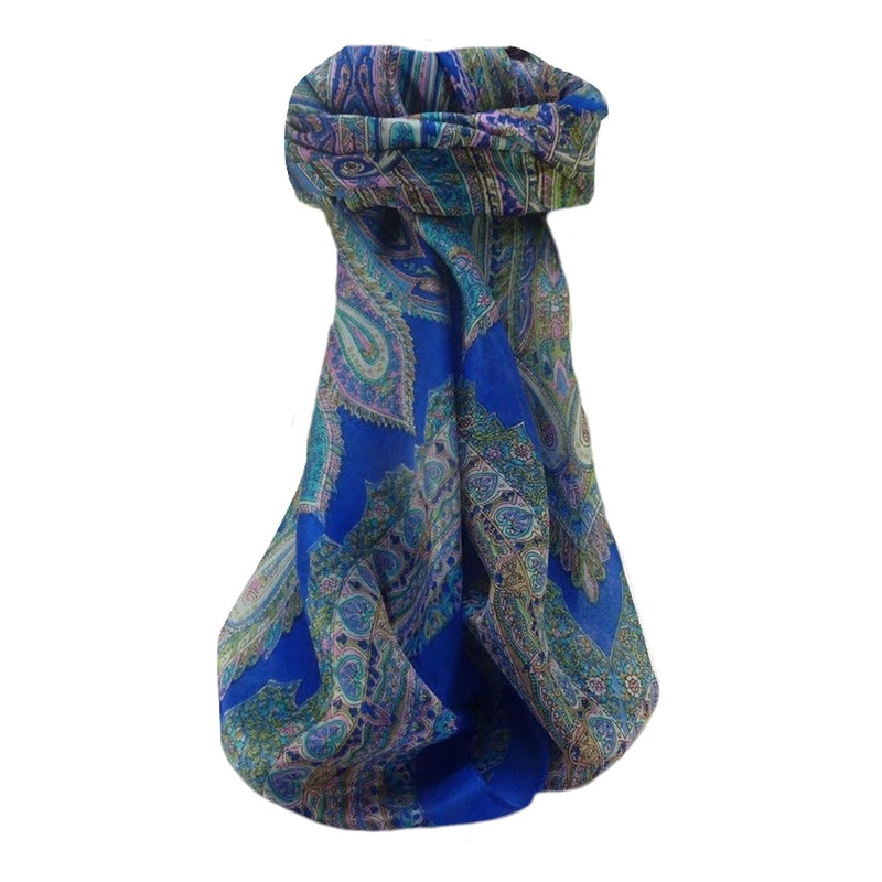 Mulberry Silk Traditional Square Scarf Kajol Blue by Pashmina & Silk | Fruugo SG