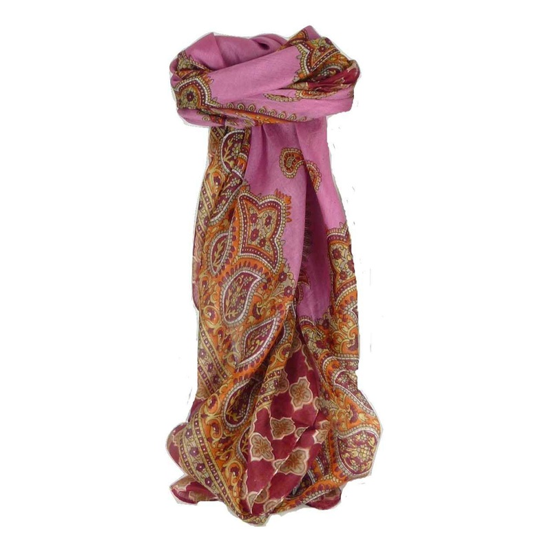 Mulberry Silk Traditional Square Scarf Ladi Carnation by Pashmina & Silk | Fruugo SG