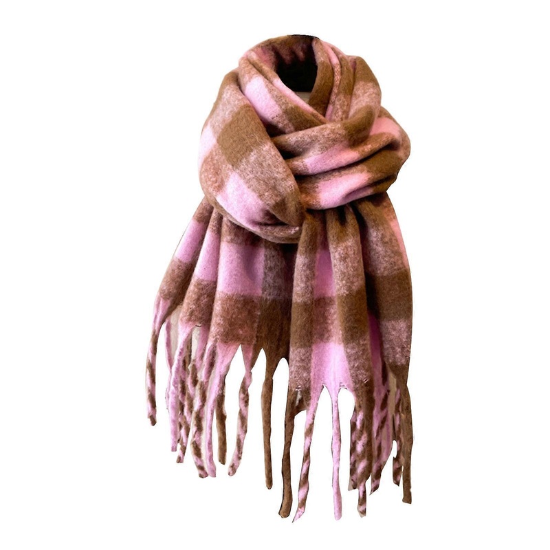 Plaids Long Scarf Soft Comfortable Scarf Stylish Grid Scarves Unisex Warm Scarf Unisex Fashion Accessory with Tassels  pink coffee | Fruugo SG