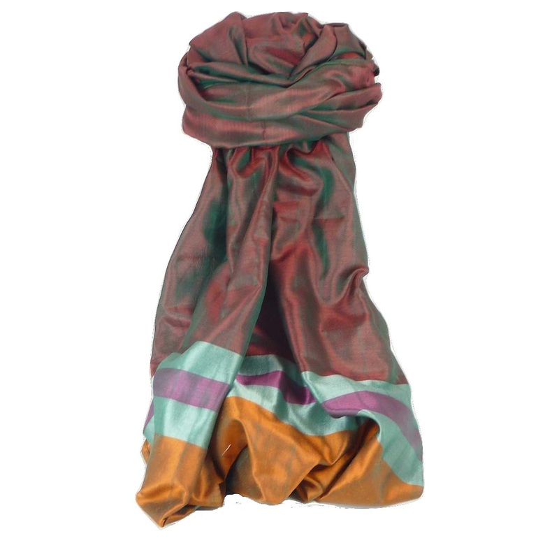 Varanasi Border Prime Silk Long Scarf Heritage Swami 600 by Pashmina & Silk | Fruugo SG