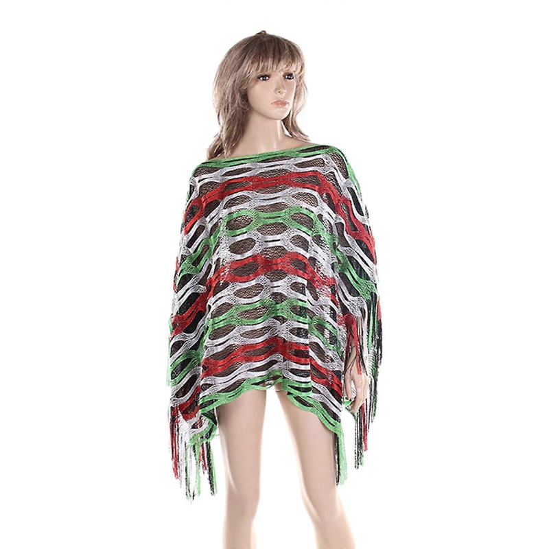 Woman Color Matching Sheer Shawl for Wedding Church Carnival Travel Breathable Shawl with Fringe Trim Outdoor Supplies  red green white | Fruugo SG