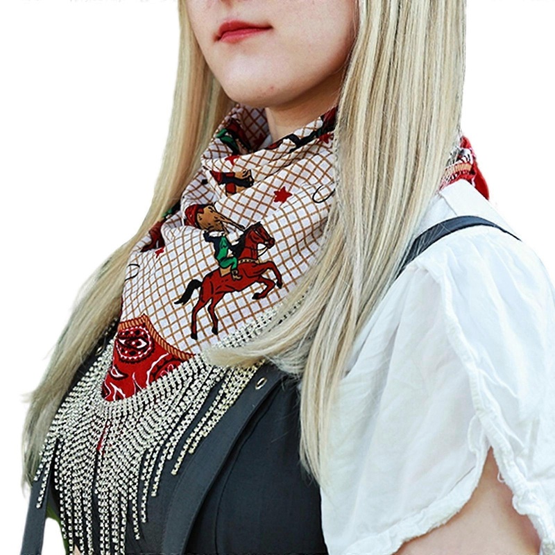 Women’s Neckerchief Headscarf with Tassels And Rhinestones Soft Turban Crystal Bachelorette Party Scarf | Fruugo SG