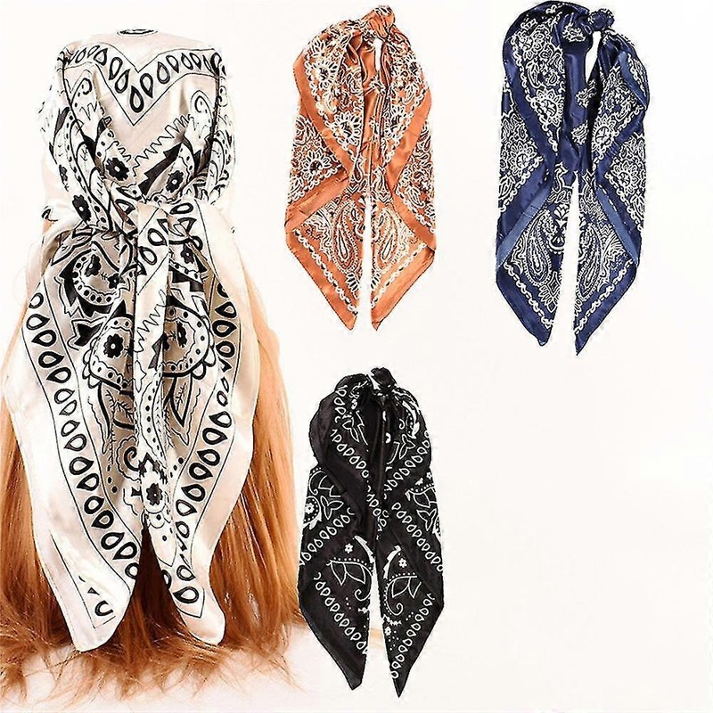 4PCS 30 Inches Square Scarves Emulation Silk Hair Bandanas Satin Head Scarves for Women | Fruugo SG