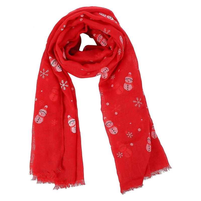 Holiday Festival Scarf Snowman Scarves Women Stylish Design Voile Red 180x70CM Sun Protection 1Pack | Fruugo SG