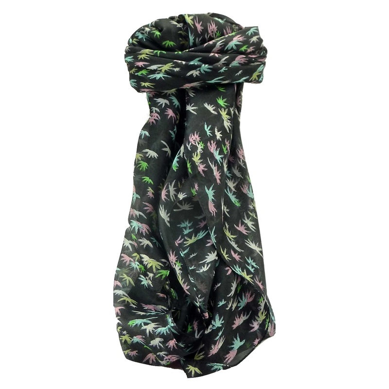 Mulberry Silk Contemporary Square Scarf Baanas Black by Pashmina & Silk | Fruugo SG