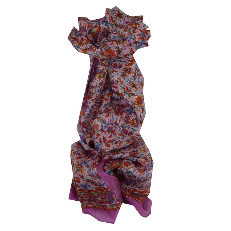 Mulberry Silk Traditional Long Scarf Ajas Rose & Orange by Pashmina & Silk | Fruugo SG