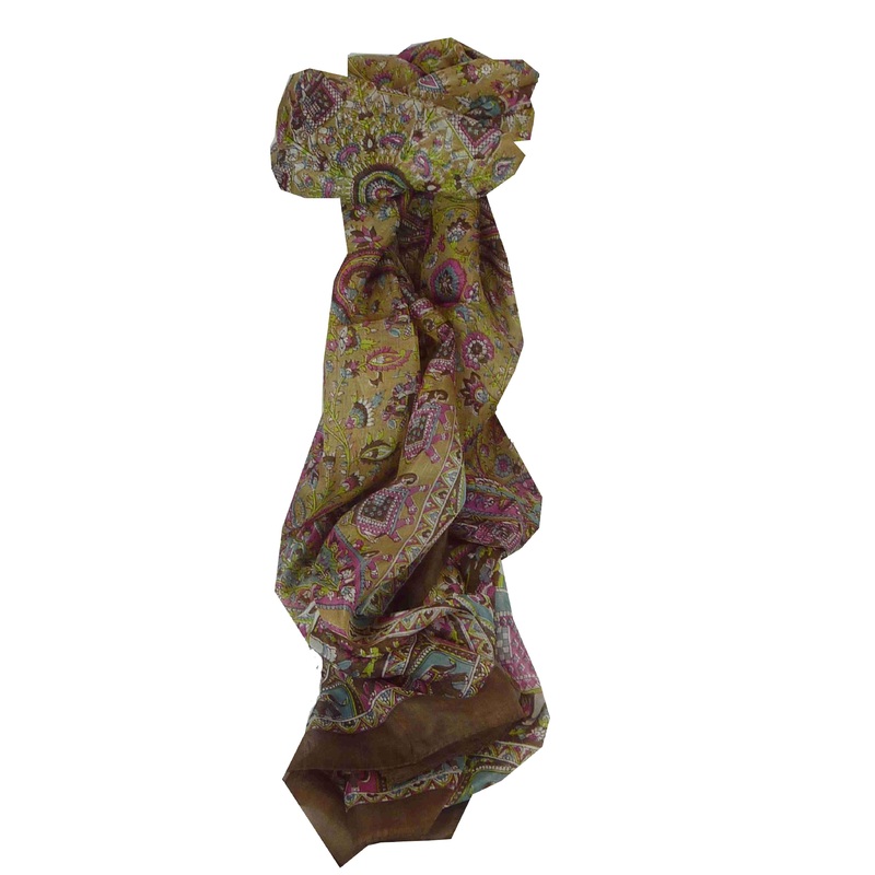 Mulberry Silk Traditional Long Scarf Baira Caramel by Pashmina & Silk | Fruugo SG