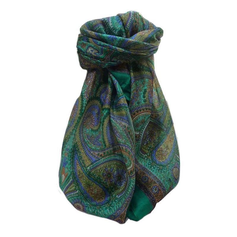 Mulberry Silk Traditional Square Scarf Gul Emerald by Pashmina & Silk | Fruugo SG