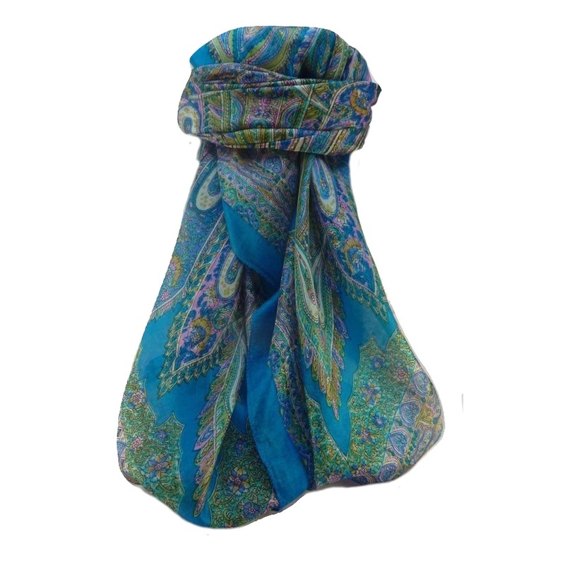 Mulberry Silk Traditional Square Scarf Kajol Aqua by Pashmina & Silk | Fruugo SG