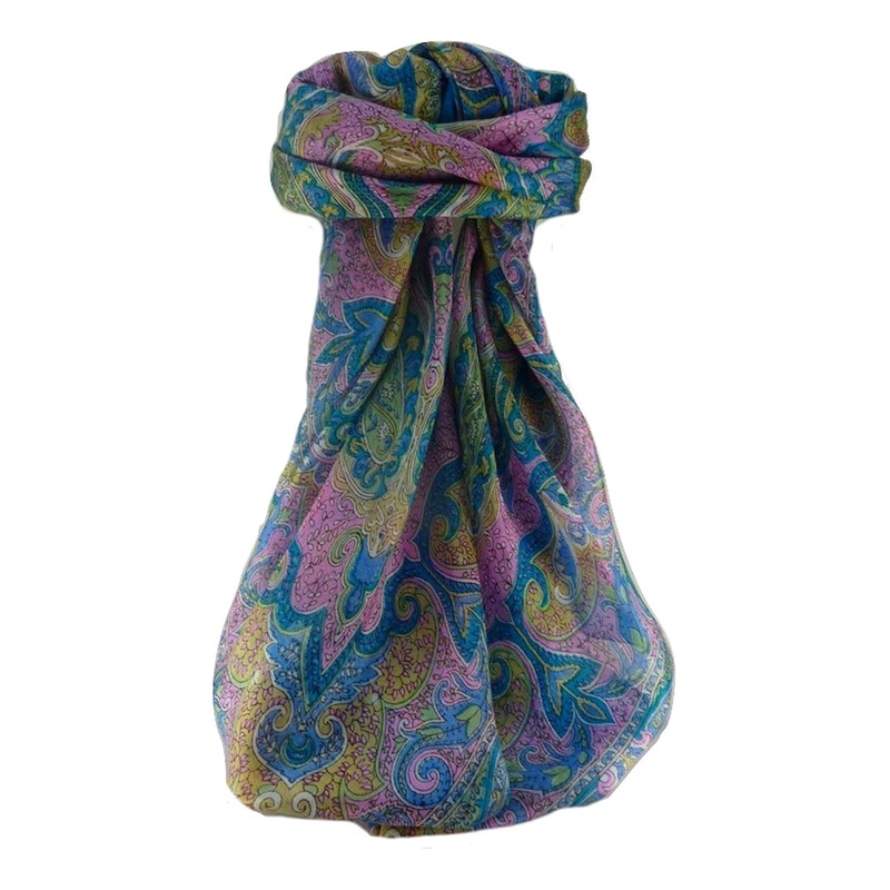 Mulberry Silk Traditional Square Scarf Mishti Aqua by Pashmina & Silk | Fruugo SG