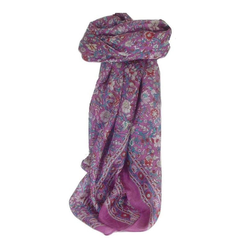 Mulberry Silk Traditional Square Scarf Patil Violet by Pashmina & Silk | Fruugo SG