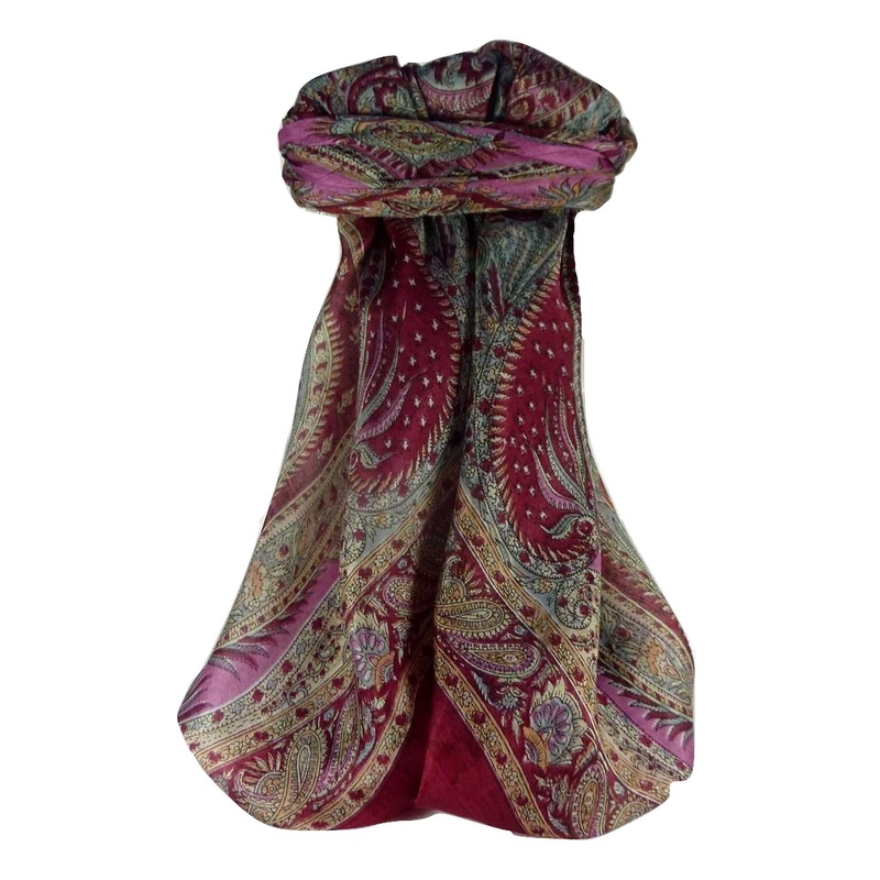 Mulberry Silk Traditional Square Scarf Sariz Wine by Pashmina & Silk | Fruugo SG