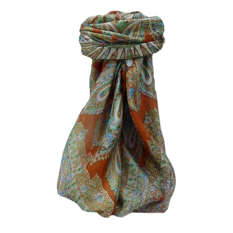 Mulberry Silk Traditional Square Scarf Vahi Copper by Pashmina & Silk | Fruugo SG
