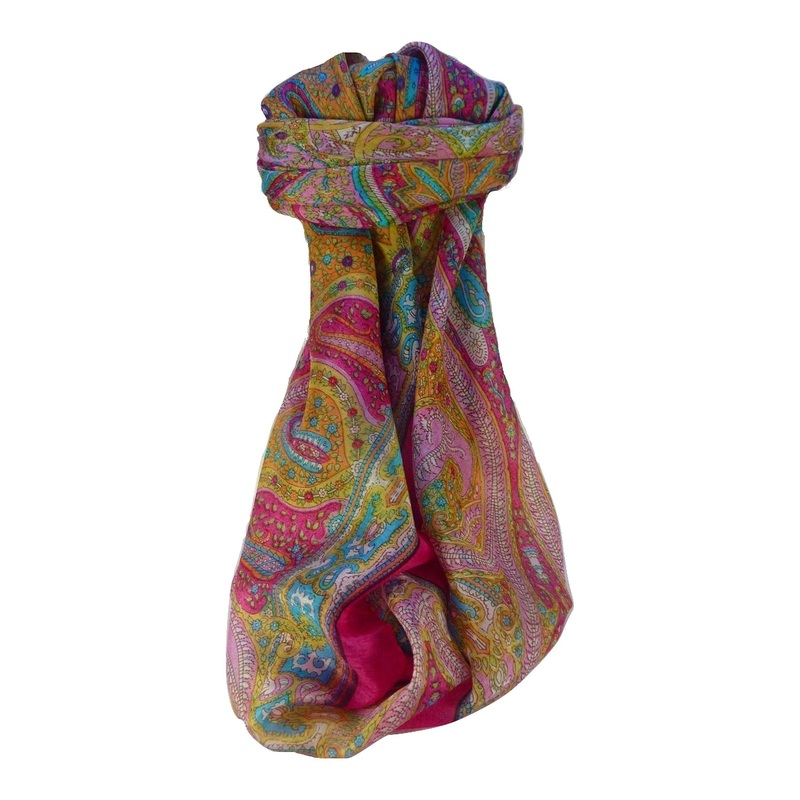 Mulberry Silk Traditional Square Scarf Vayvia Cerise by Pashmina & Silk | Fruugo SG