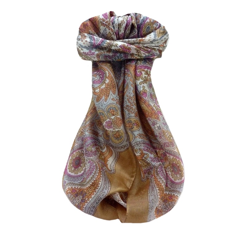 Mulberry Silk Traditional Square Scarf Zoya Chestnut by Pashmina & Silk | Fruugo SG